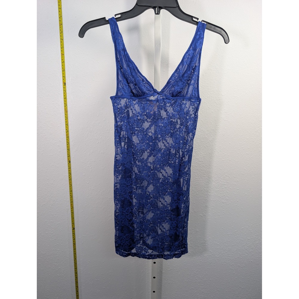 Cabernet Womens Royal Blue Floral Lace Chemise Nightgown Slip Size Medium